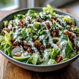 Seasoned ground beef, crisp lettuce, and fresh toppings in a Healthy Taco Bowl topped with creamy lime yogurt crema.