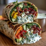 Rainbow Veggie Wraps filled with crisp bell peppers, carrots, cucumber, and spinach, ready for a healthy lunch box meal.