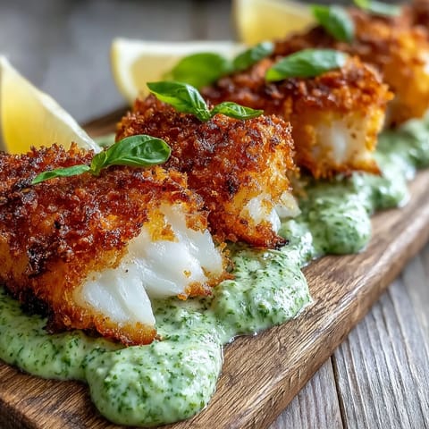 Serving suggestion includes lemon wedges for squeezing over the golden Haddock Goujons With Parmesan Crust.