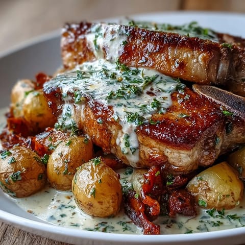 Tender slow-cooked Crockpot Ranch Pork Chops in creamy gravy alongside soft carrots and baby potatoes.