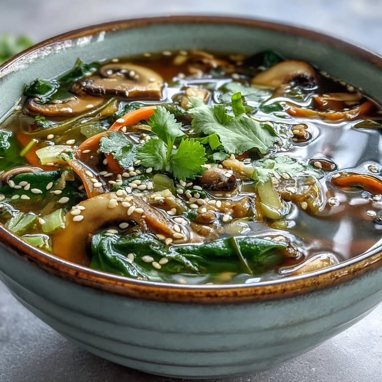 A comforting bowl of Miso Ginger Winter Soup garnished with green onions and a spoon, perfect for cozy nights.