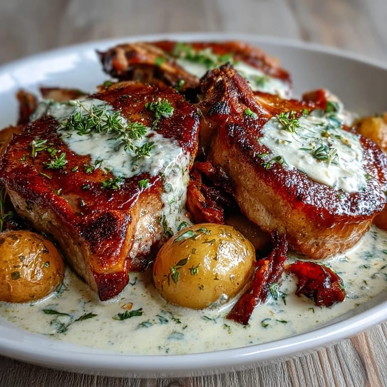Hearty Crockpot Ranch Pork Chops with rich ranch gravy over tender vegetables, perfect for family dinner.