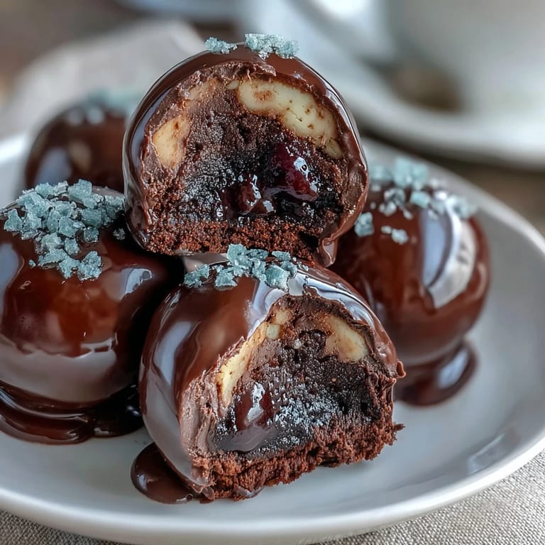 Luxurious strawberry truffles with almond flour filling, dipped in rich dark chocolate and garnished with crushed pistachios and rose petals.