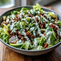 Seasoned ground beef, crisp lettuce, and fresh toppings in a Healthy Taco Bowl topped with creamy lime yogurt crema.